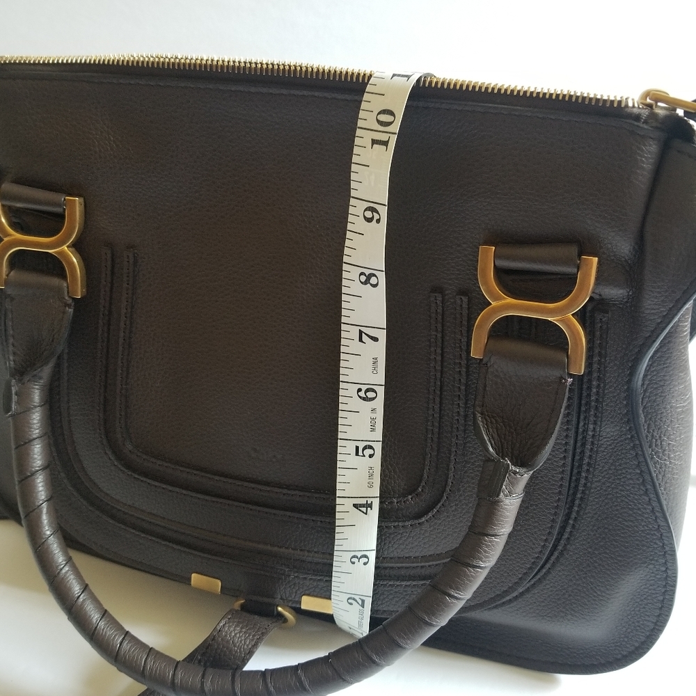 Chloe Medium Marcie Leather Satchel Bold Brown - Picture 11 of 12